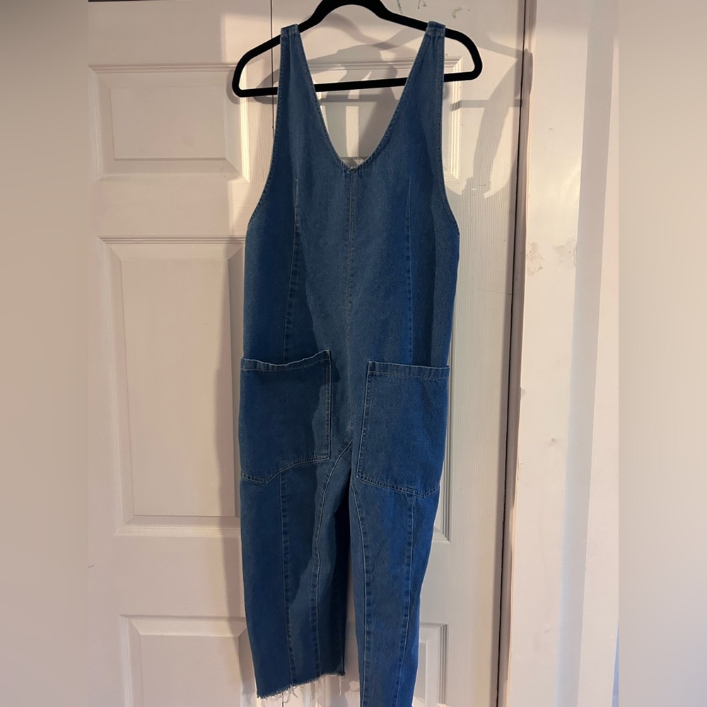 Casual Blue Denim Jumpsuit
